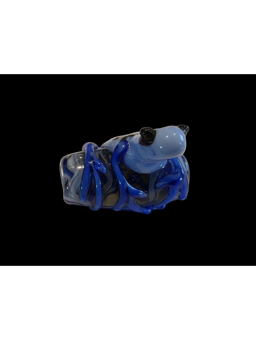 Artisan Lampwork Glass Focal Bead Blue Poison Dart Frog Toad 31mm Sculptural
